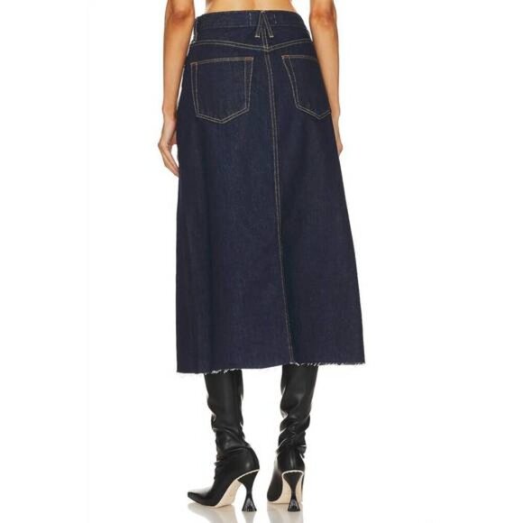 SLVRLAKE High Waist High Slit Denim Midi Skirt Size 26 NWOT - Picture 3 of 11